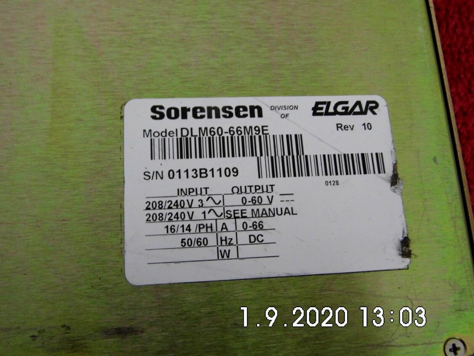 DLM60-66M9E w/GPIB DC Power Supply, 0-60 Volts, 0-66 A, 4kW, NIST, 3 In Stock DLM60-66M9E w/GPIB DC Power Supply, 0-60 Volts, 0-66 A, 4kW, NIST, 3 In Stock